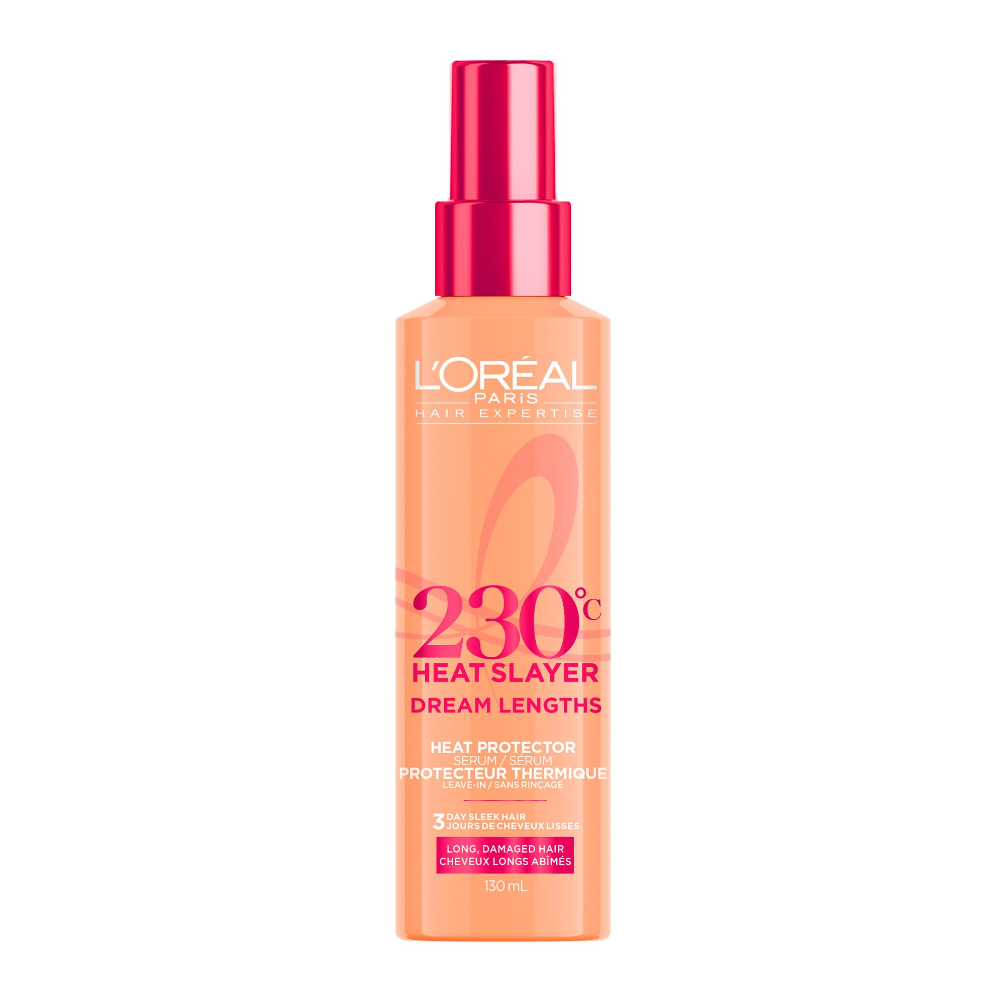 L'Oréal Paris Hair Expertise Dream Lengths Heat Slayer Hair Treatment, Heat Protectant Spray for Hair, Leave-In Against Frizz, 130ml (Packaging May Vary)