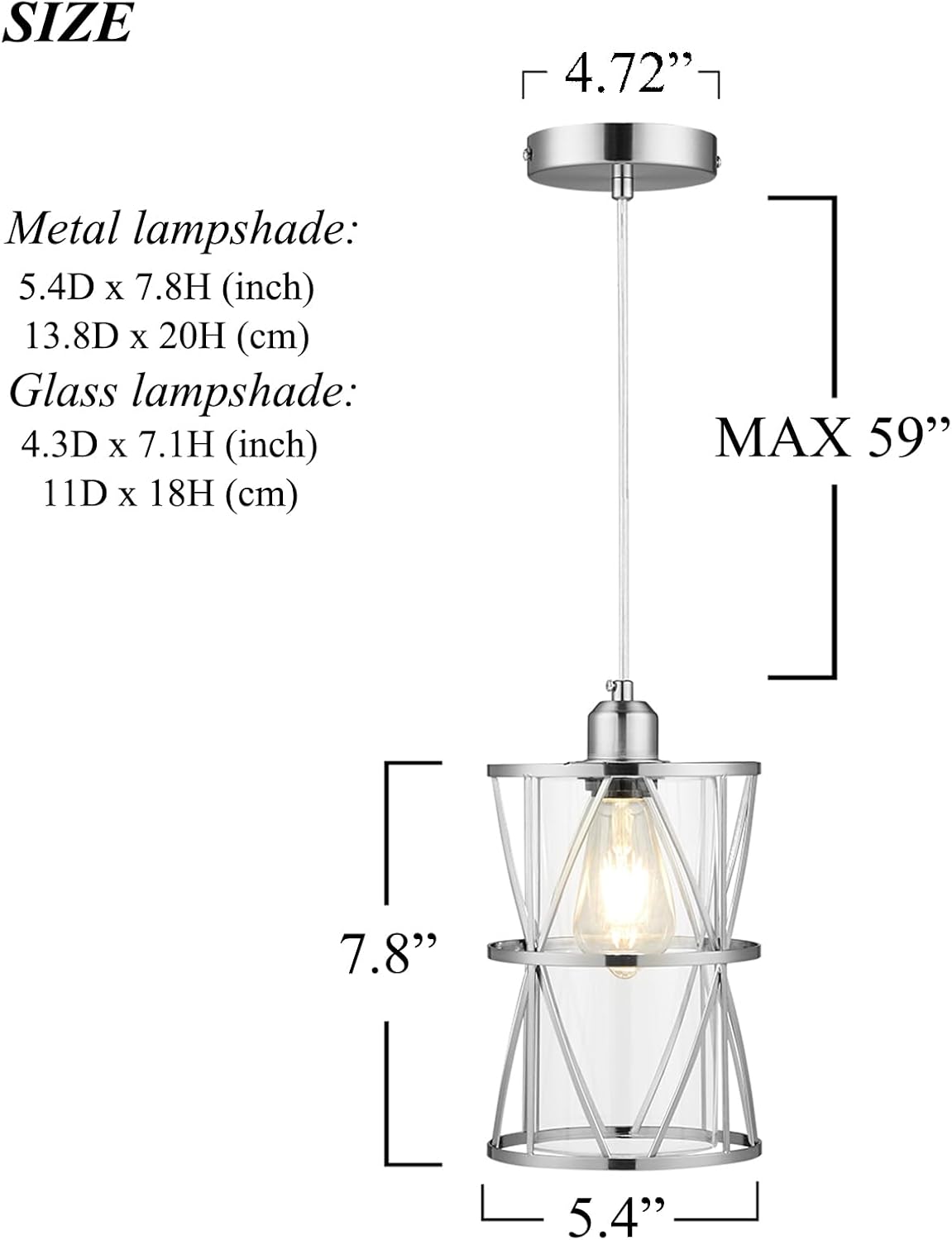 Modern Mini Pendant Light with Clear Glass, Brushed Nickel Transitional Metal Pendant Lighting Fixture for Kitchen Island Sink Dining Room Bar