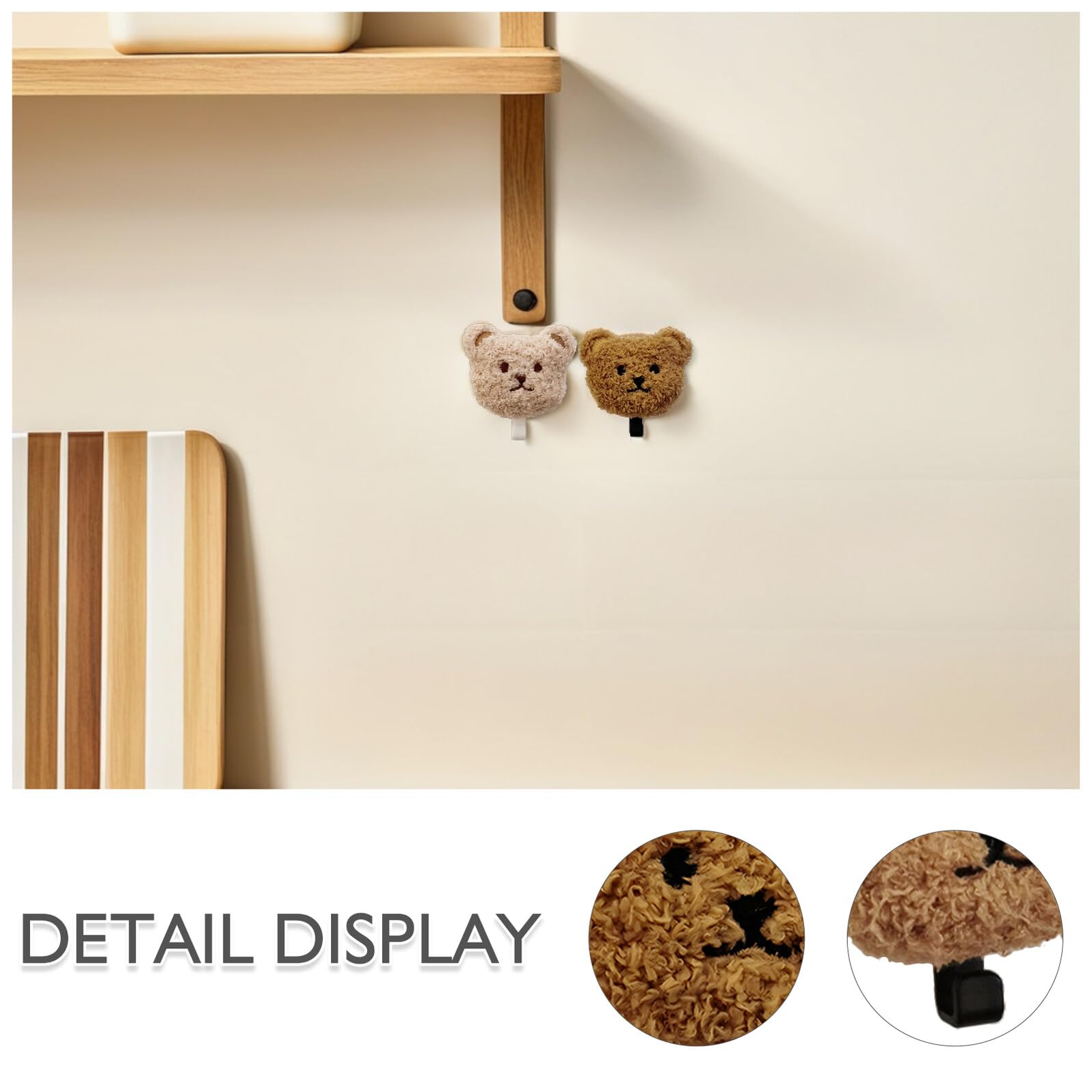 Ganci per Appendere Asciugamani e Piccoli 2 Pezzi Adesivi da Parete a Forma di Orso in Peluche Leggeri e Resistenti in Pp e Legno Decorazione Adorabile per Bagno e Cucina