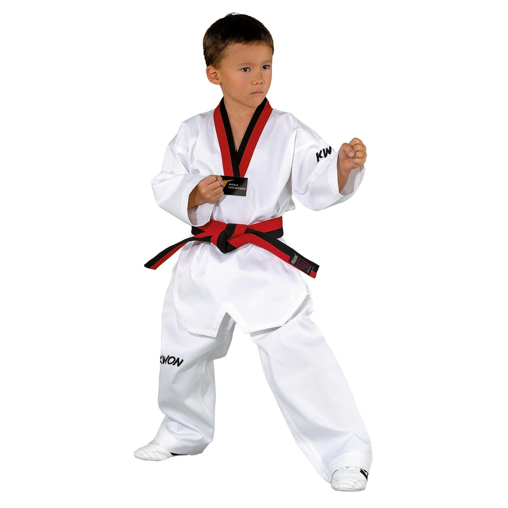 TKD-Anzug Victory Poom, weiß mit schwarz/rotem Revers