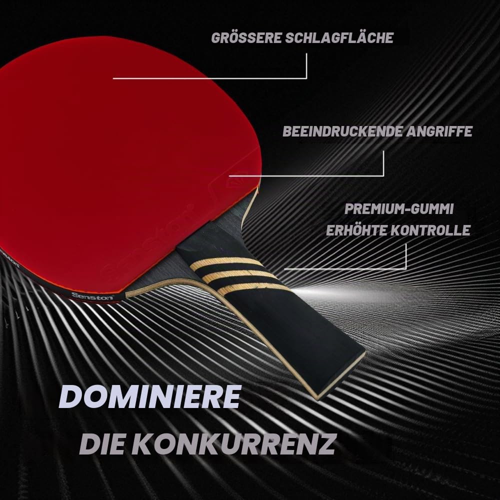 Senston Professional Tischtennisschläger mit Carbon Technologie,Tischtennisschläger Set für fortgeschrittene Spieler, Überlegene Kontrolle Tischtennisschläger für den Wettbewerb
