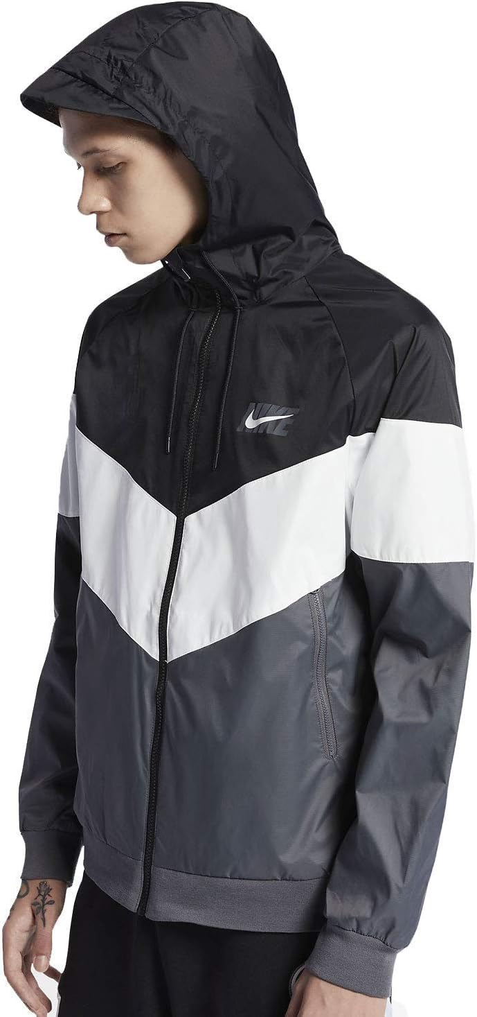 NIKE Mens HD GX Windrunner Hooded Track Jacket Black/Summit White/Dark Grey AJ1396-010 Size Medium