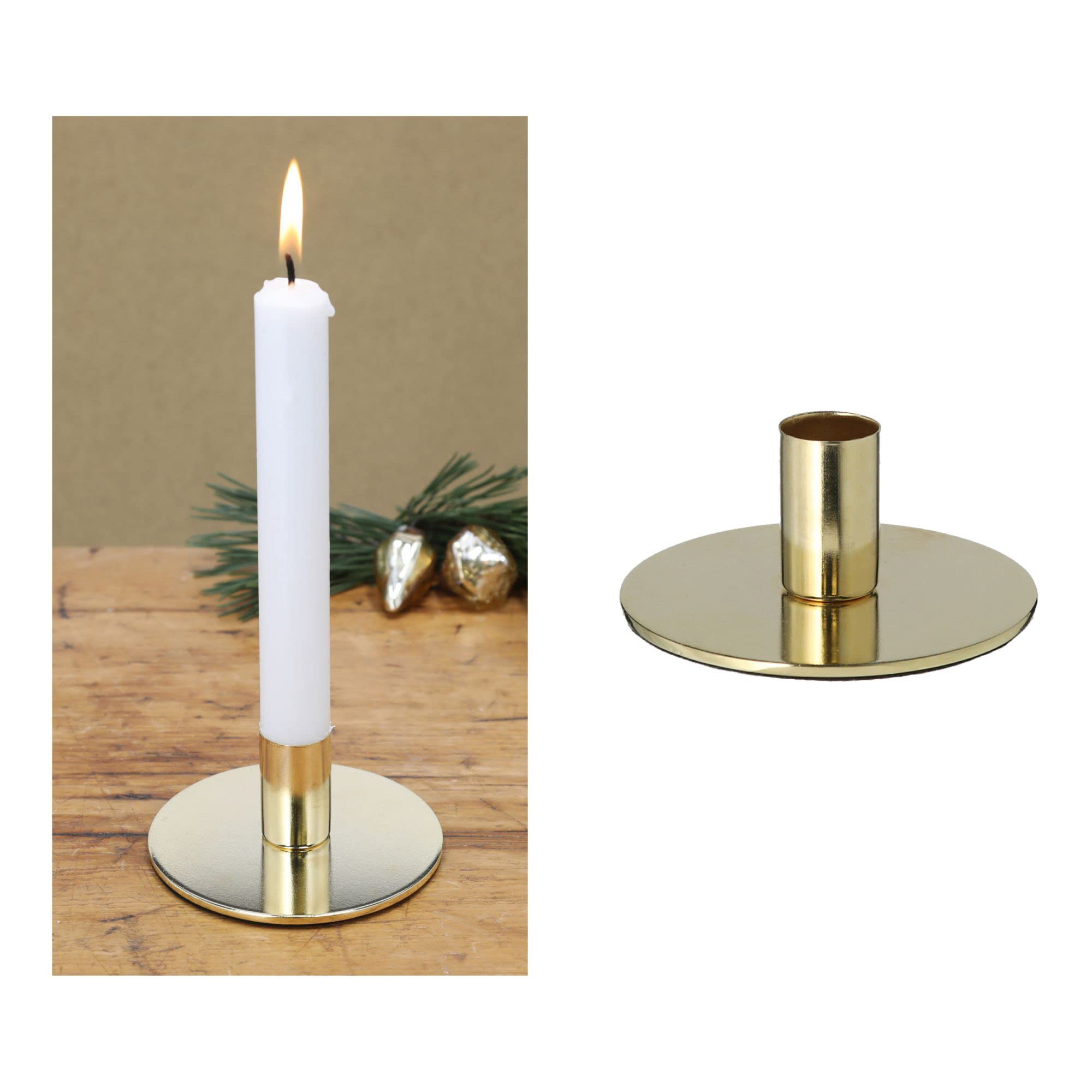 Novaliv 12er-Set Stabkerzenhalter Metall Silber 10x5cm weihnachtliche Tischdeko Kerzenständer Kerzenpin scandic chic Home Deko Vintage Kerzenhalter Retro Wohnzimmerdekoration Dekoschale
