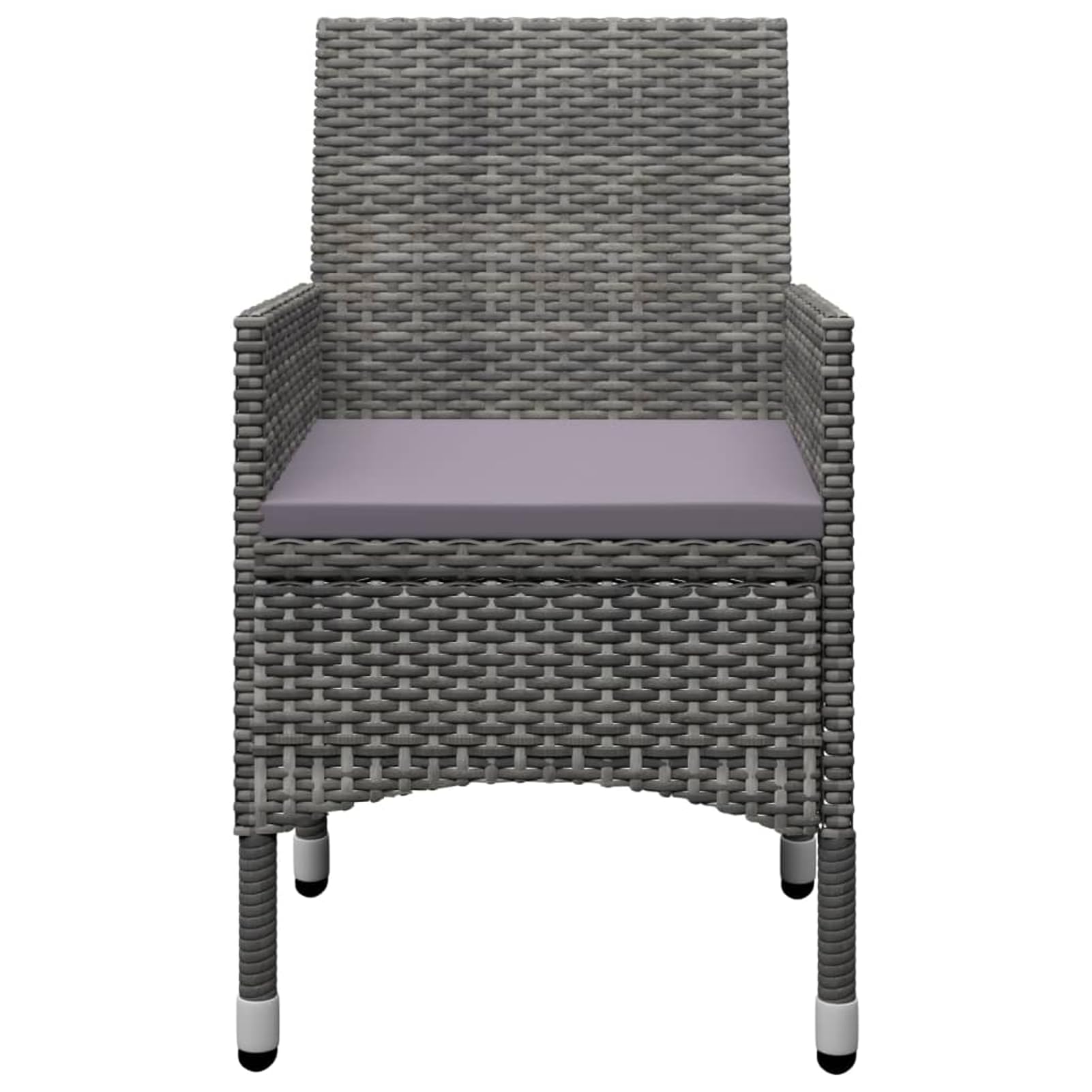 Set da 3 pezzi con struttura in polyrattan resistente ai raggi UV e piano in legno di acacia massiccio, grigio, 1 tavolo + 2 sedie, ideale per piccoli spazi esterni