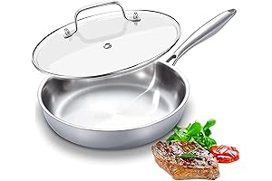 DELARLO Premium 10" Stainless Steel Frying Pan w/ Lid | Oven Safe...