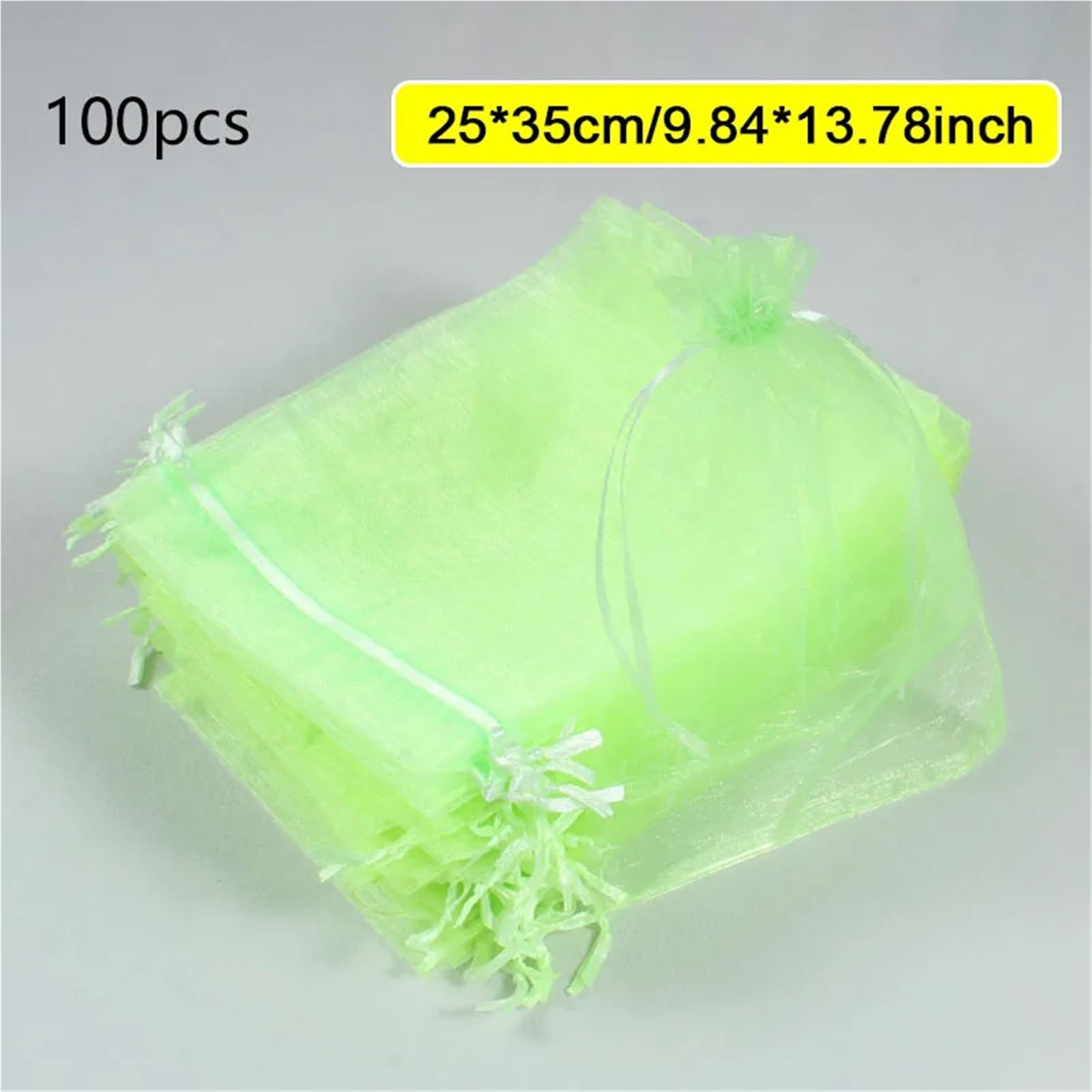 Lot de 120 sacs de protection réutilisables en organza pour arbres fruitiers avec fermeture à cordon de serrage Vert 25 à 35 cm