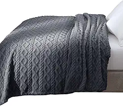 Cobertor 3d Casal 180x220cm Em Relevo Super Macio Tricot Cinza Jolitex