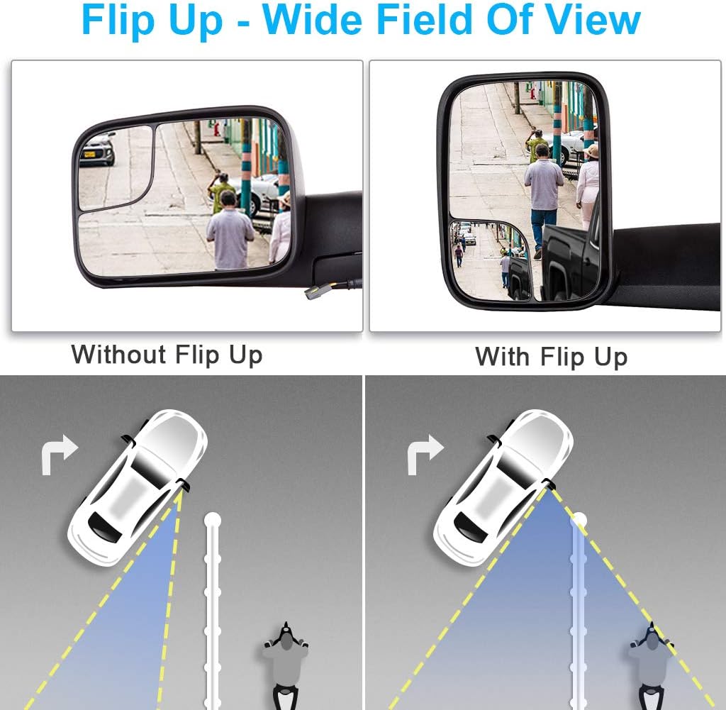ECCPP Towing Mirrors for Dodge for Ram Tow Mirrors Pair Power Operation Manual Folding For 1994-1997 for Dodge for Ram 1500 2500 3500 Truck 1994 1995 1996 1997
