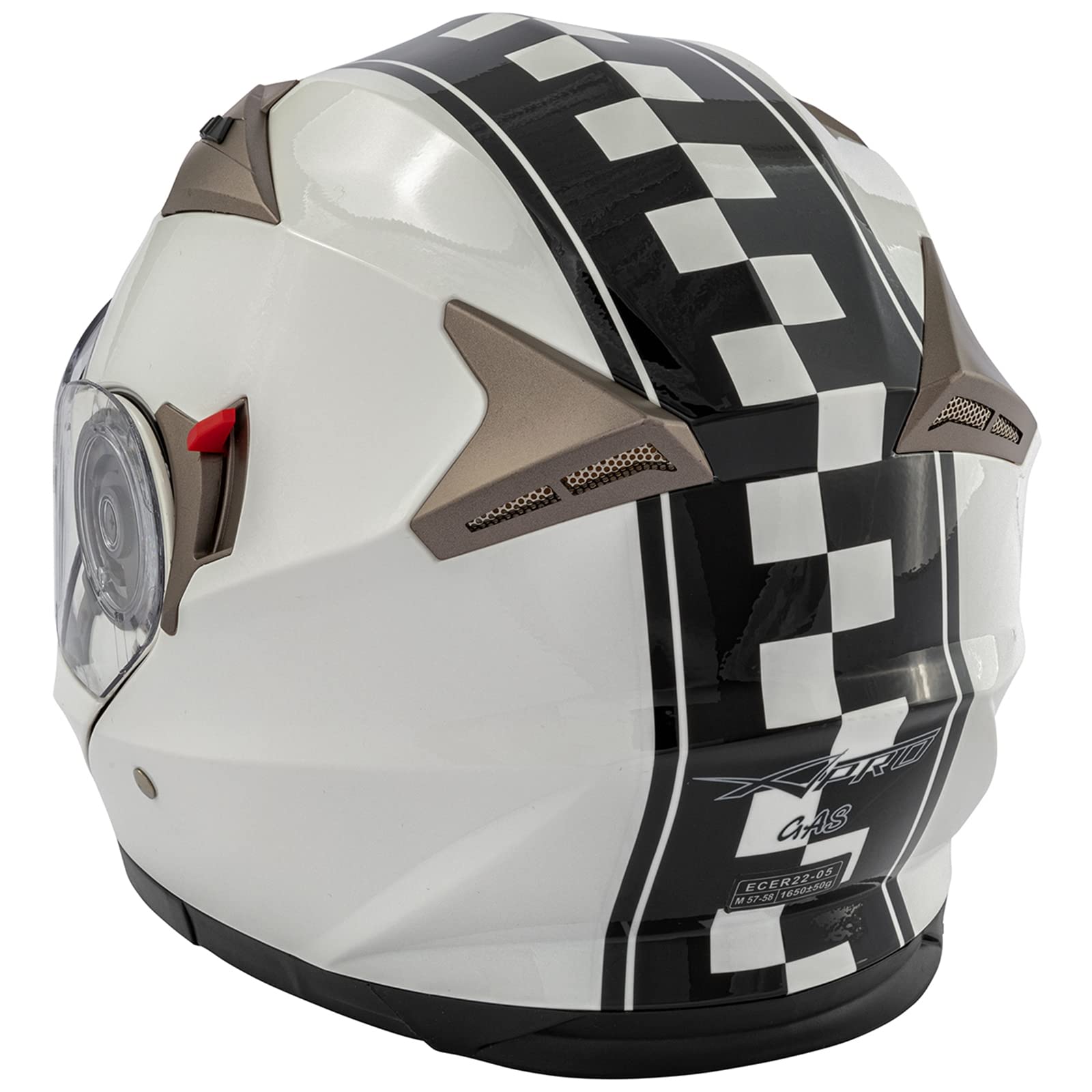 Casco Modulare Moto Doppia Visiera Touring Grafica ECE 22 Omologato Bianco M