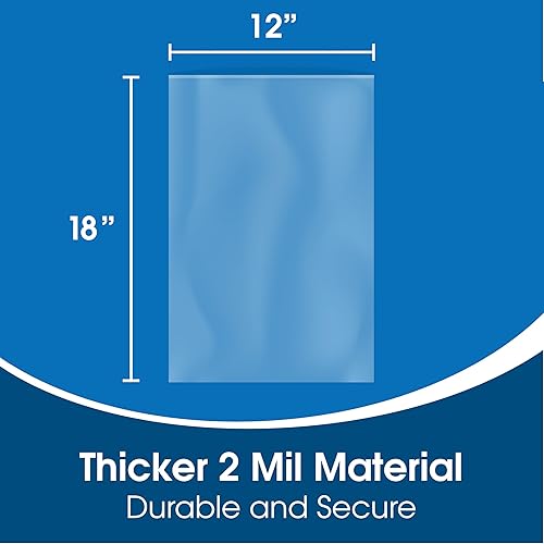 Miniatura 2 de Spartan Industrial - Bolsas de plástico transparente de extremo abierto de 12 x 18 pulgadas (100 unidades) de 2 mil, resistentes y planas, para
