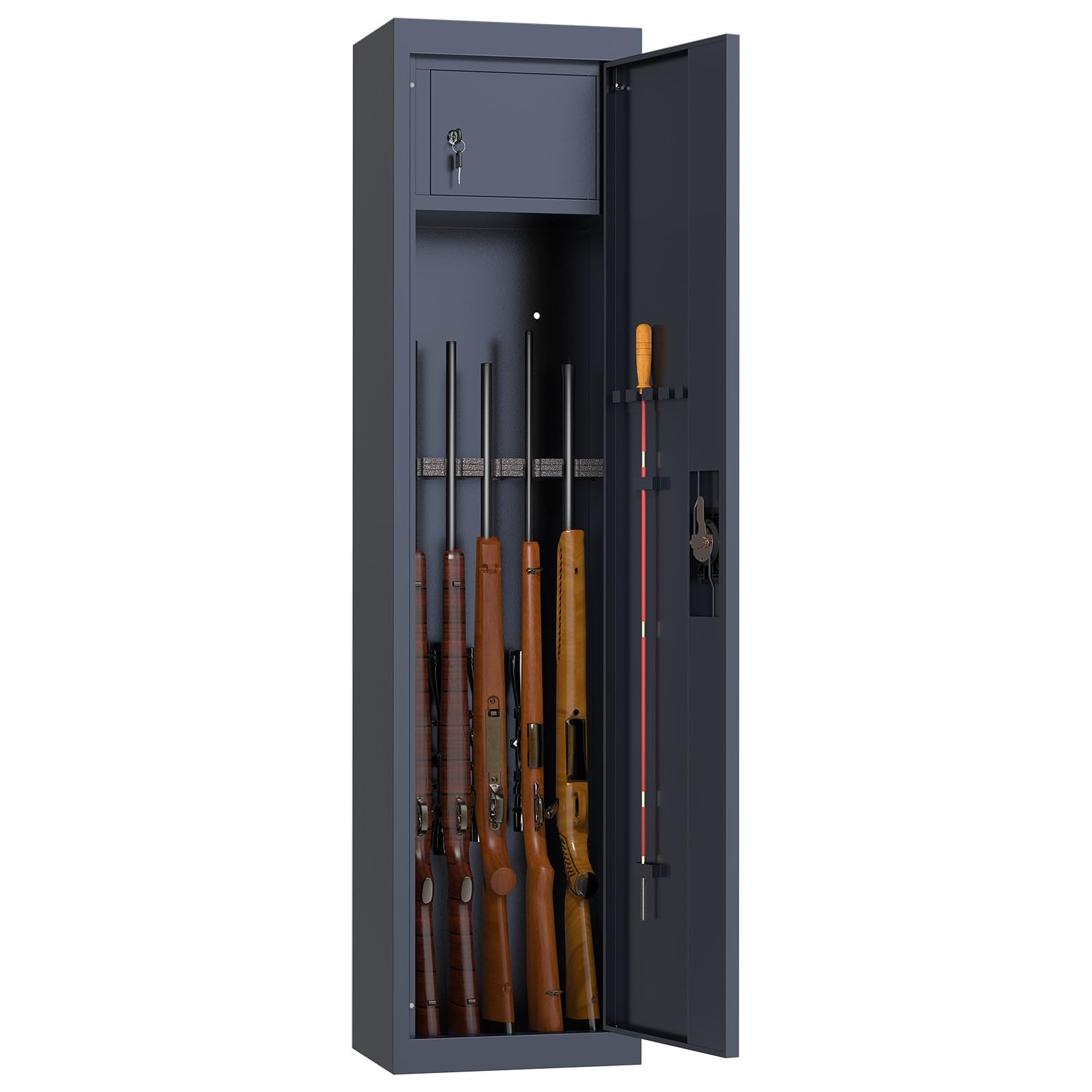 Profirst Armoire à fusils Forest 5 Acier Serrure à Cylindre 2 clés Compartiment intérieur verrouillable séparément Support en Mousse