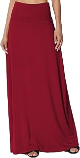 TheMogan S~3XL Women's Casual Lounge Solid Draped Jersey Relaxed Long Maxi Skirt