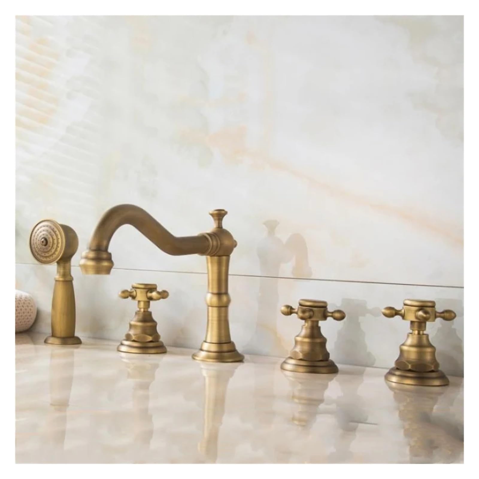 Grifo de bañera de cobre retro europeo de tipo dividido con cinco orificios de agua
