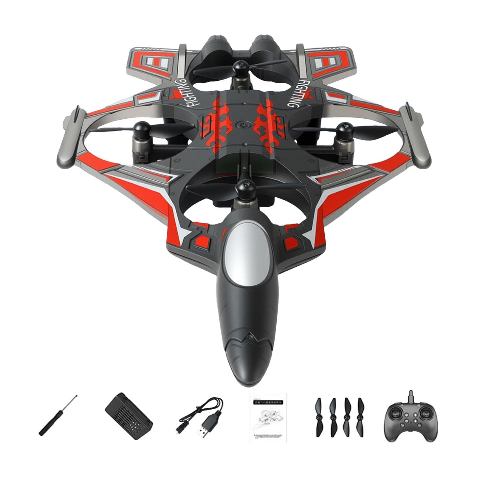 MagiDeal Aereo RC Portatile con Luce, Modello da Combattimento, RC per Bambini, Ragazzi, Adolescenti, Principianti, Regalo, Rosso 1 Batteria
