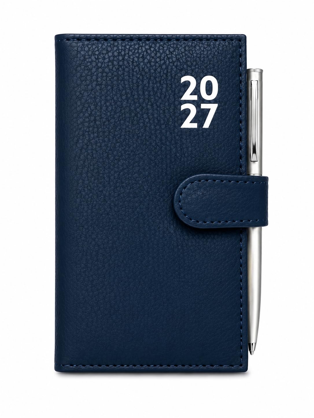 2027 Slim Soft Touch Faux Leather Desk Diary & Pen Week to View Home Office Planner Size 16 x 9 (Blue) โ image 1