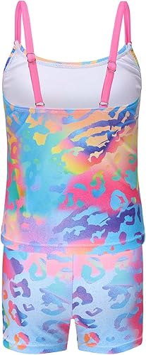 Miniatura 2 de Traje de baño tankini de dos piezas para niñas con pantalones cortos para niñas, traje de baño hawaiano de 3 a 16 años