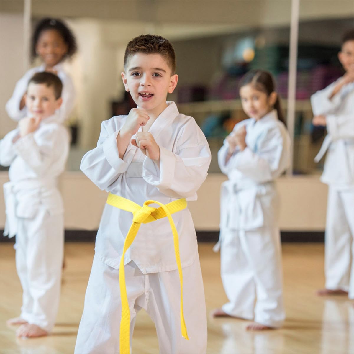 Taekwondo Training Belt Yellow 2.2m Martial Arts Karate Waist Wrap Uniform Belt for Youth and Adults Practicing Sparring Gear