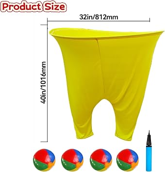 Granny Pants Toss Game Set, Granny Pant Outdoor Game with 4 Bouncy Balls Air Pump Funny Giant Stretchy GrannyPants Gift Toy Gift For All (B)
