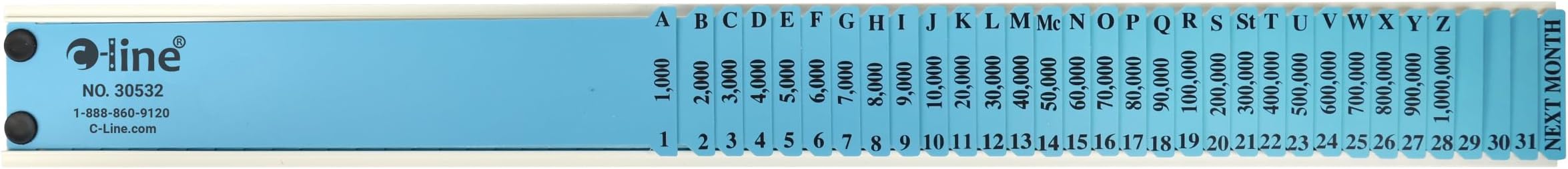 C-Line General Plastic Document Sorter, Letter Size, 32 Divisions, 3 x 23.5 Inches, Blue 30532