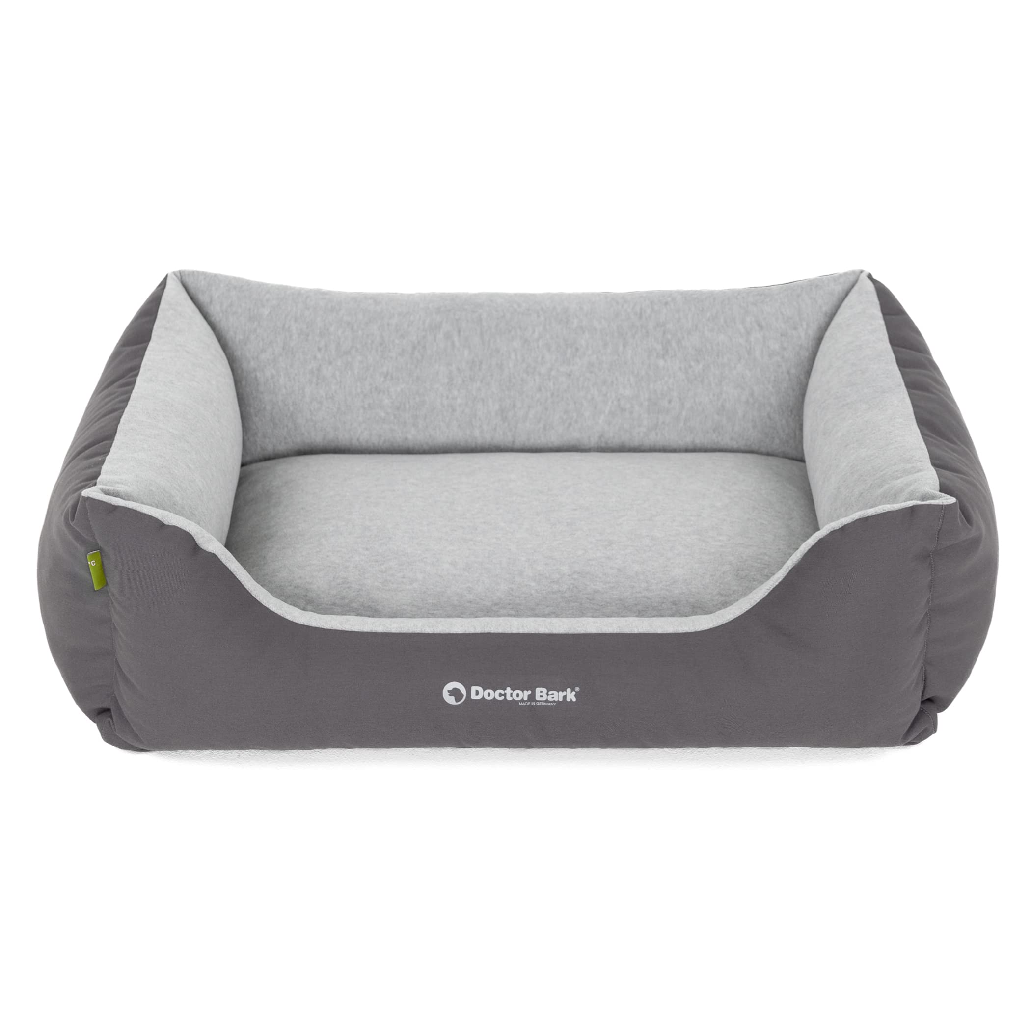 Doctor Bark Hundebett Kleine Hunde - Hundekörbchen Flauschig und Weich - Waschbar, Strapazierfähig, Kuschelig - Made in Germany - GreenLabel (S - 74x55 cm, Grau)