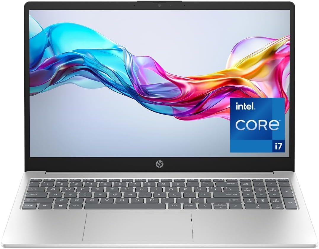 HP Laptop 15-fd0111ne, 15.6" Full HD Display, Intel Core i7-1255U, 16GB RAM, 512GB SSD, Intel Iris Xe Graphics, Windows 11 Home, Keyboard English/Arabic, Natural silver [B21RHEA] (US Version)