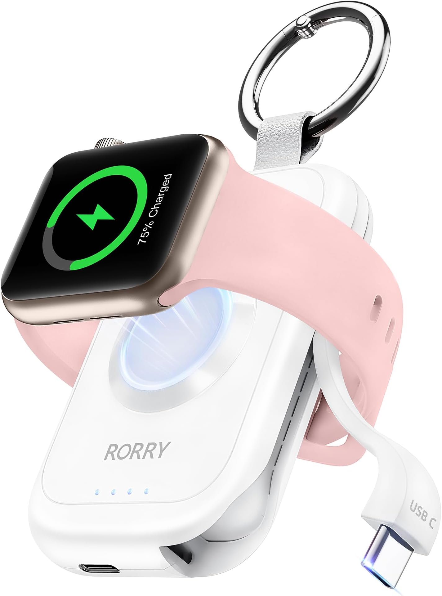 RORRY Portable Charger for Apple Watch, 2500mAh Fast Charging for iWatch Charger, Travel Supplies Gifts with Built-in USB C Cable for Apple Watch Series 10 9 8 7 6 5 Ultra 2 SE Accessories
