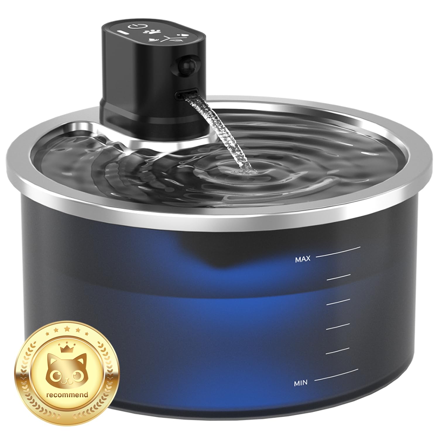 Stainless Steel Wireless Cat Water Fountain 3.2L/108oz Automatic Cat Water Dispenser 4000mAh Battery Operated Large Capacity Pet Water Fountains for Cats Dogs (ABS)