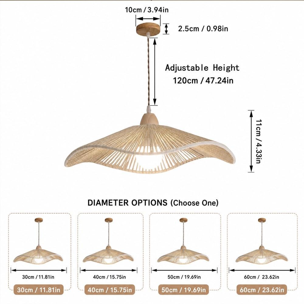 Boho Lampa Wisząca Kreatywna Lampa W Stylu Stołu Jadalni Rattanu Ręcznie