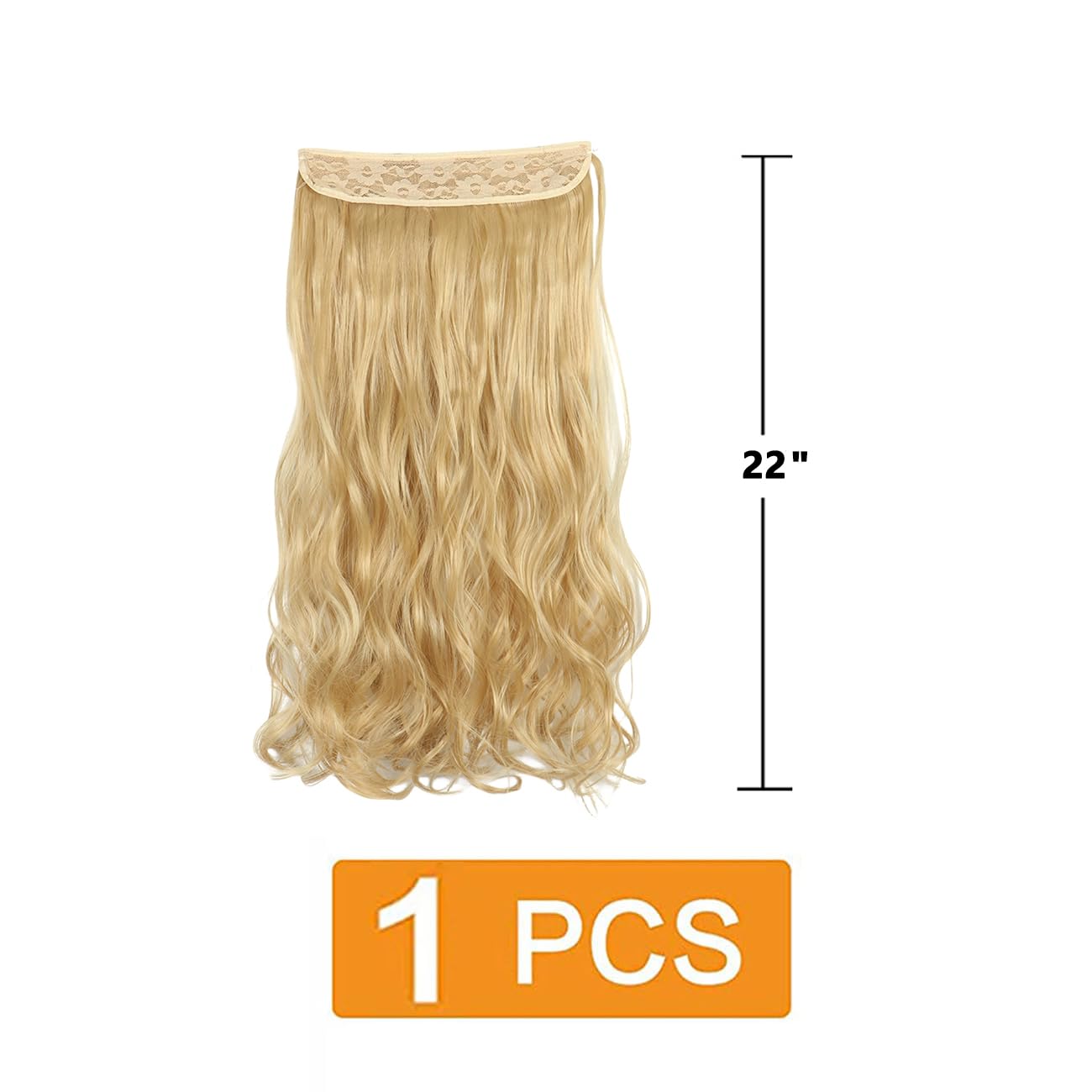 prinfantasy Hair Extension for Long Hair Resistant Fiber Soft Curly Fiber Line Metal buckle Adjustable Hairpiece Water Wave Seamless Golden Blonde Hair,MW228 - Image 2