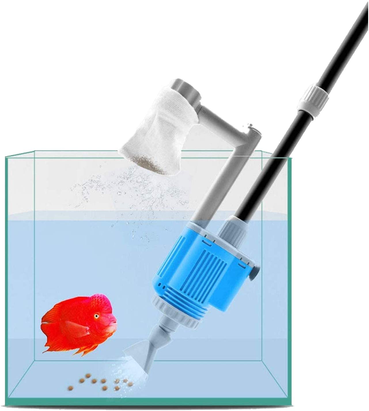 Zooma Limpiador eléctrico de grava, limpiador de depósitos de peces, limpiador de peces, para acuarios, algas, grava y suciedad, bomba de cambio de agua