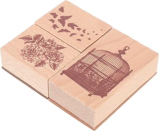 VILLCASE 1 Box Wooden Seal DIY Crafts Paint Brishes Stampers for Paint Stampers Cartoon Stamper Wood Mounted Rubber Diary DIY Stamps Handmade Stamp Diary Wooden Stamp Photo Manual