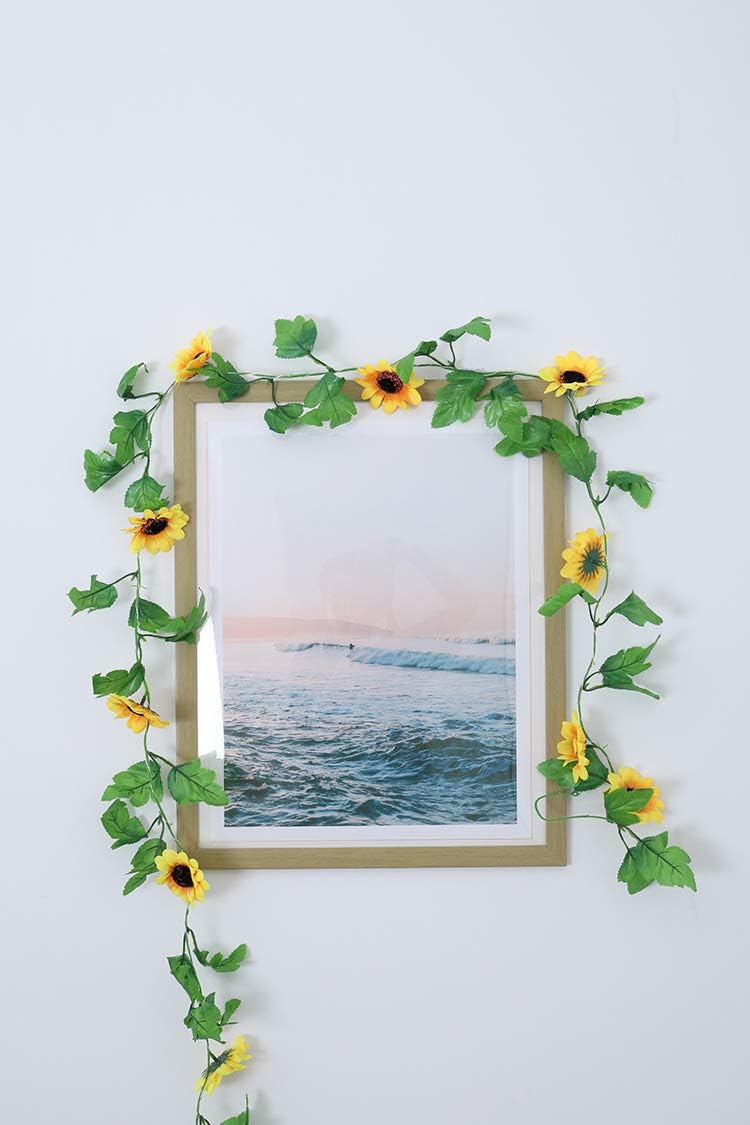 Simulation Sunflower String Lights Hanging Vines Plant Garland Silk Artificial Sunflower Vines Light Battery Powered for Home Garden Wedding Party Decor (4 Pack Sunflowers 6.6ft 20 Lights)