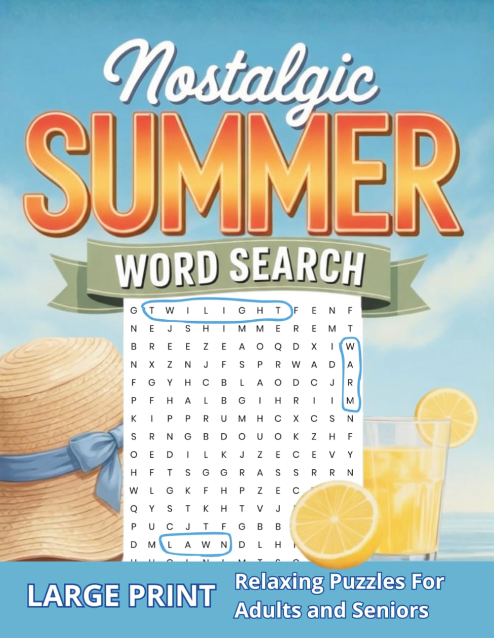 Nostalgic Summer Word Search: Large Print Relaxing Puzzles for Adults and Seniors