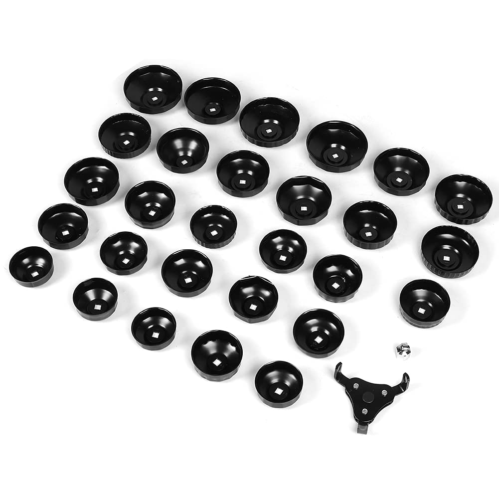 Kikumi Juego de 30 Llaves para Filtro de Aceite, Juego Profesional de Vasos de Filtro de Aceite, Kit de Herramientas de Extracción de de con Adaptador de Accionamien