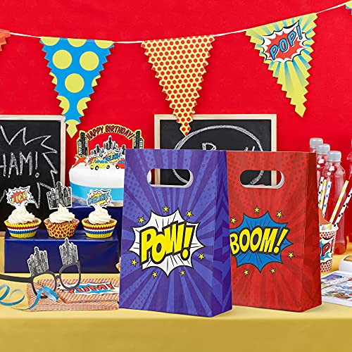 Kalefo 24 Pack Superhero Party Supplies Treat Bags Kids Birthday Party Recyclable Cookie Candy Paper Favor Bags #TOP4
