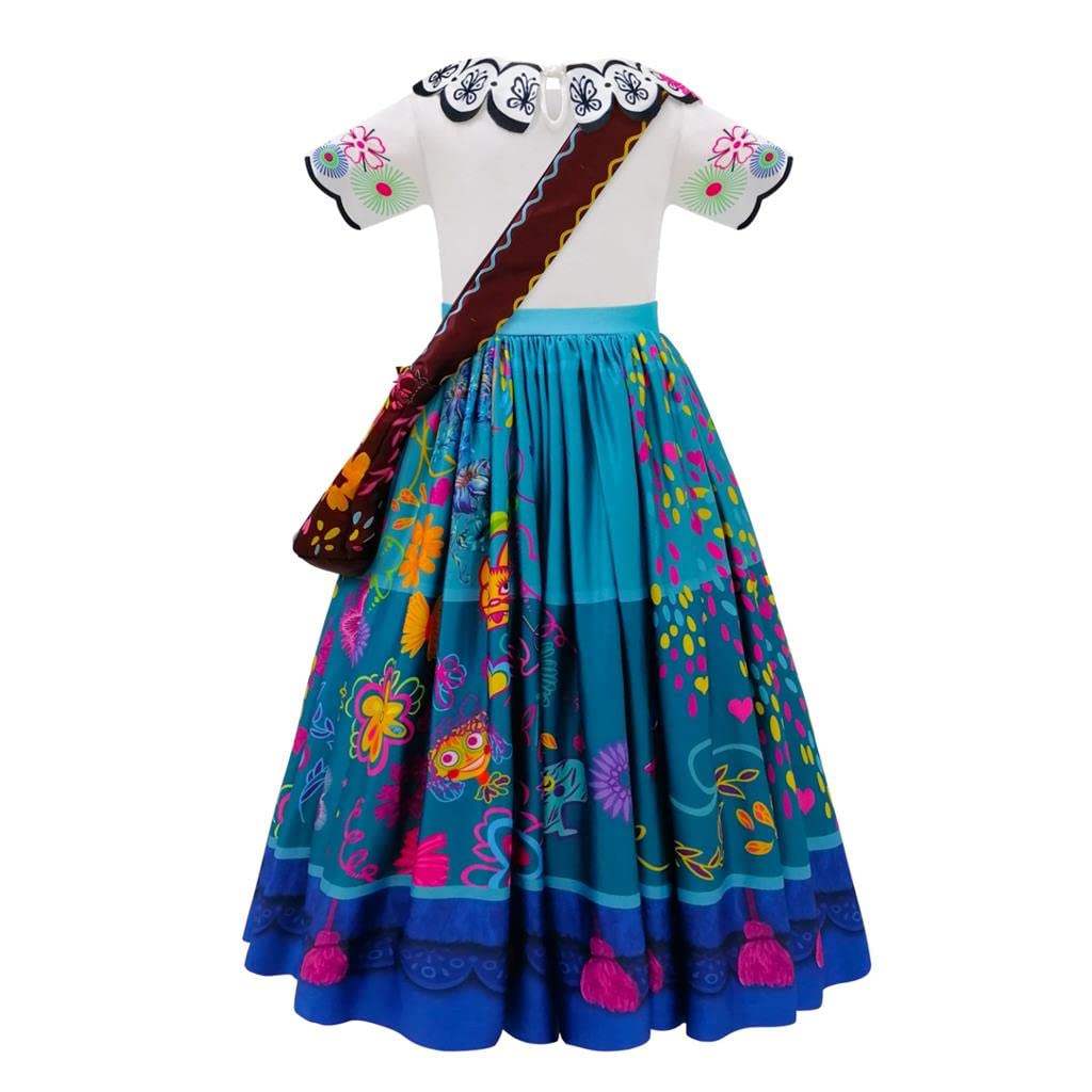 Lito Angels Disfraz de Vestido de con Bolso y Gafas Verdes y Peluca para Niñas, Talla 2-9 años, Manga Corta