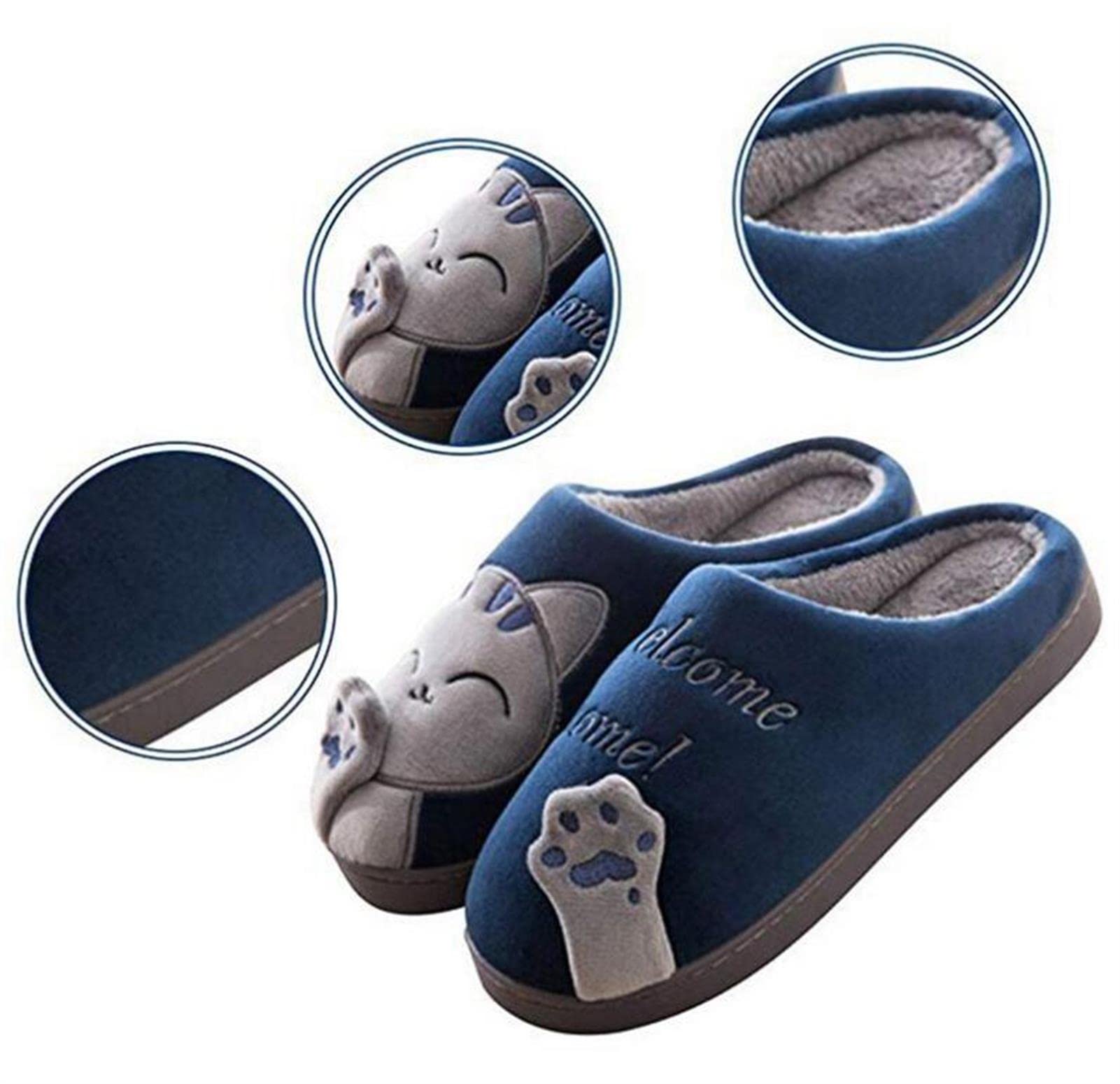 Zapatillas Casa Mujer Con Forro De Felpa Y Suela Dura - Cómodas/Blanditas/Mulliditas Y Calentitas, Unisex-Adulto (black 41/42 EU)
