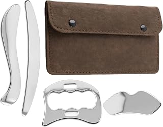 Gua Sha Stainless Steel Set, 4-in-1 Massage Tool for Face and Body | 304 Stainless Steel, Polished Surface, Full Body Physiotherapy, Muscle Care, Tooth Edge, Massage Oil Compatible