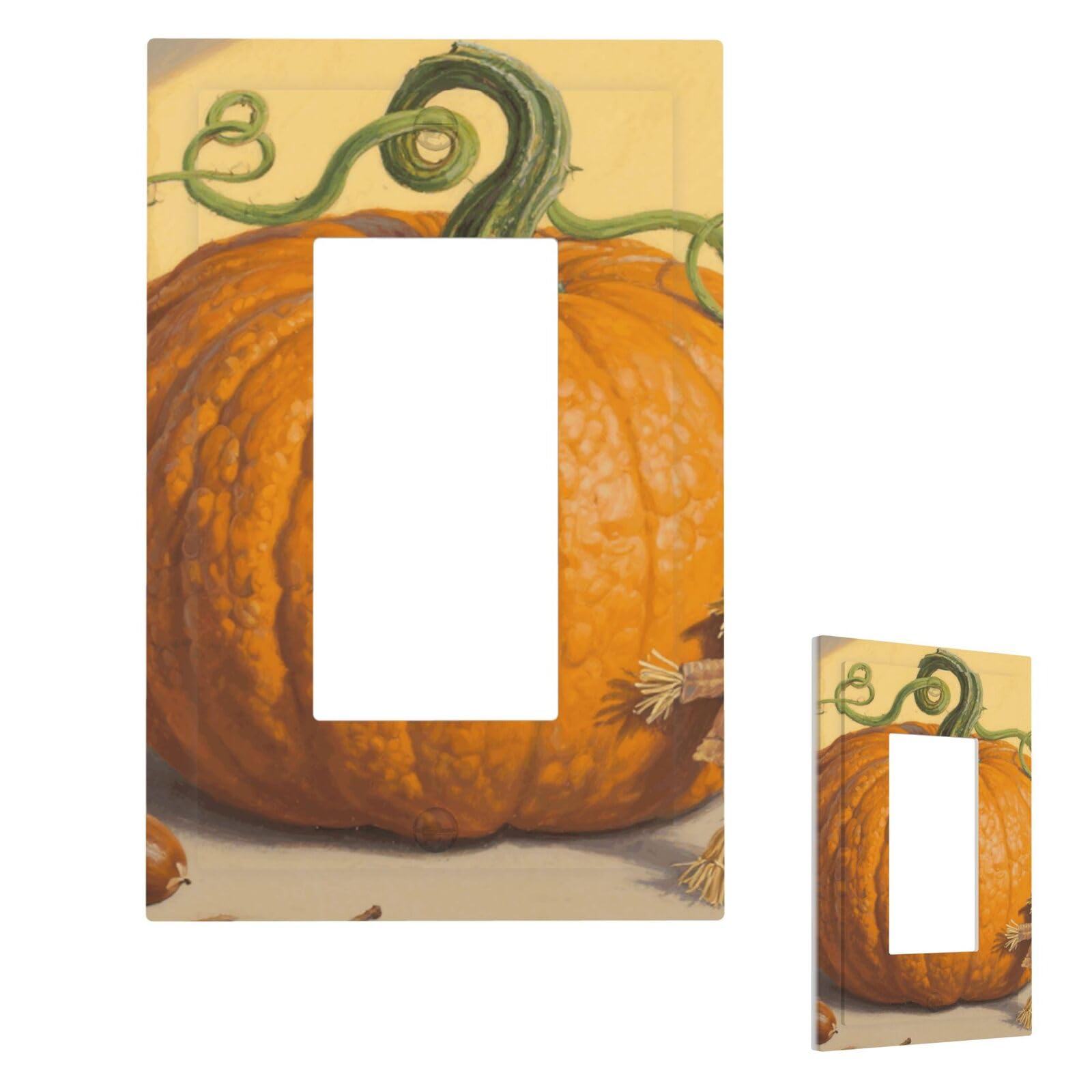 Fekiloot 1 Gang Pumpkin Wall Plate Cover Modern Decorative Light Switch Cover Unbreakable Receptacle Outlet Covers For Living Room Bedroom Home Decor