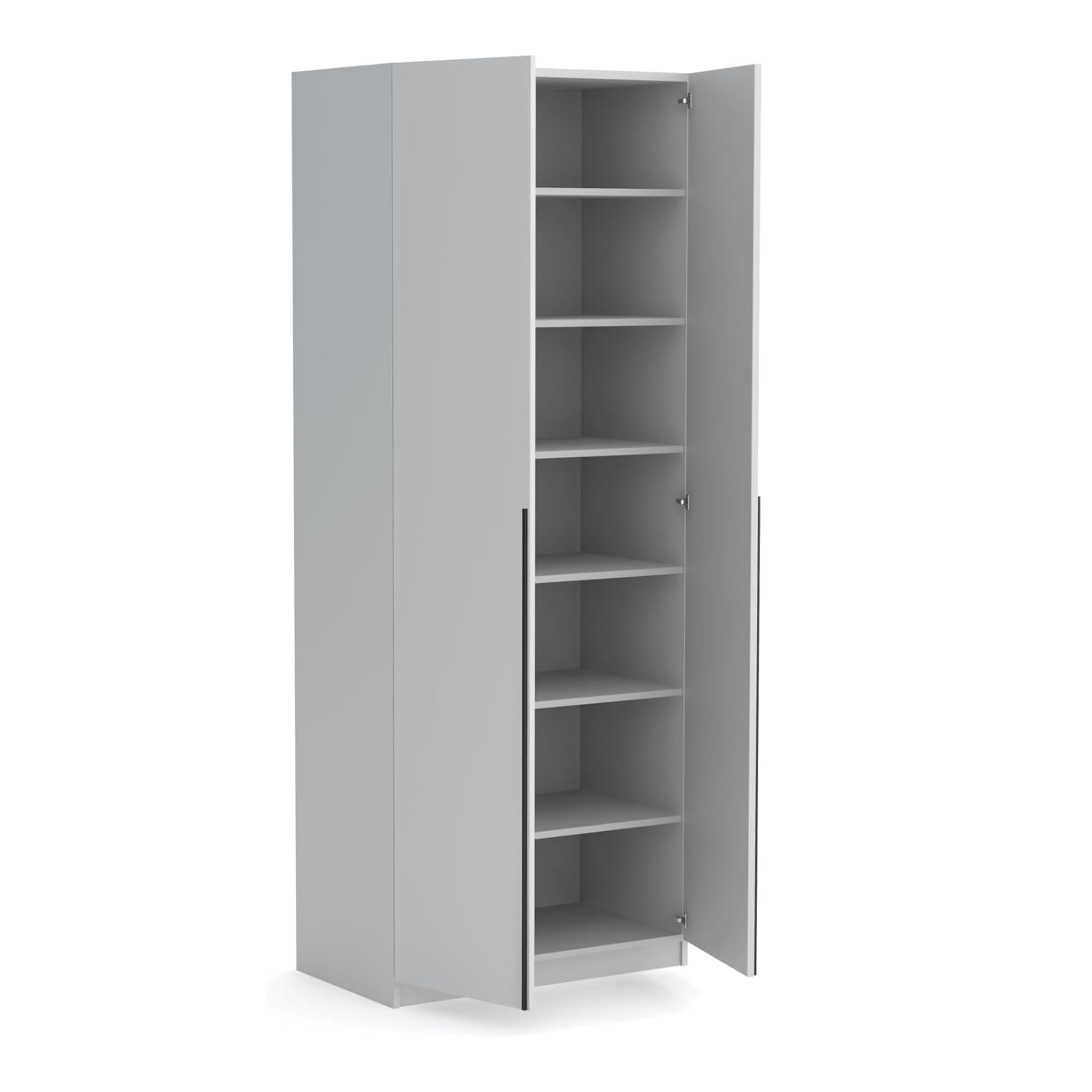Brent - Kleiderschrank Bristol Schwarz 90 cm Breite, 2-türig, Mehrzweckschrank mit Einlegeböden und/oder Kleiderstange, Aufbewahrungsschrank, Modern Metallgriffe in Schwarz