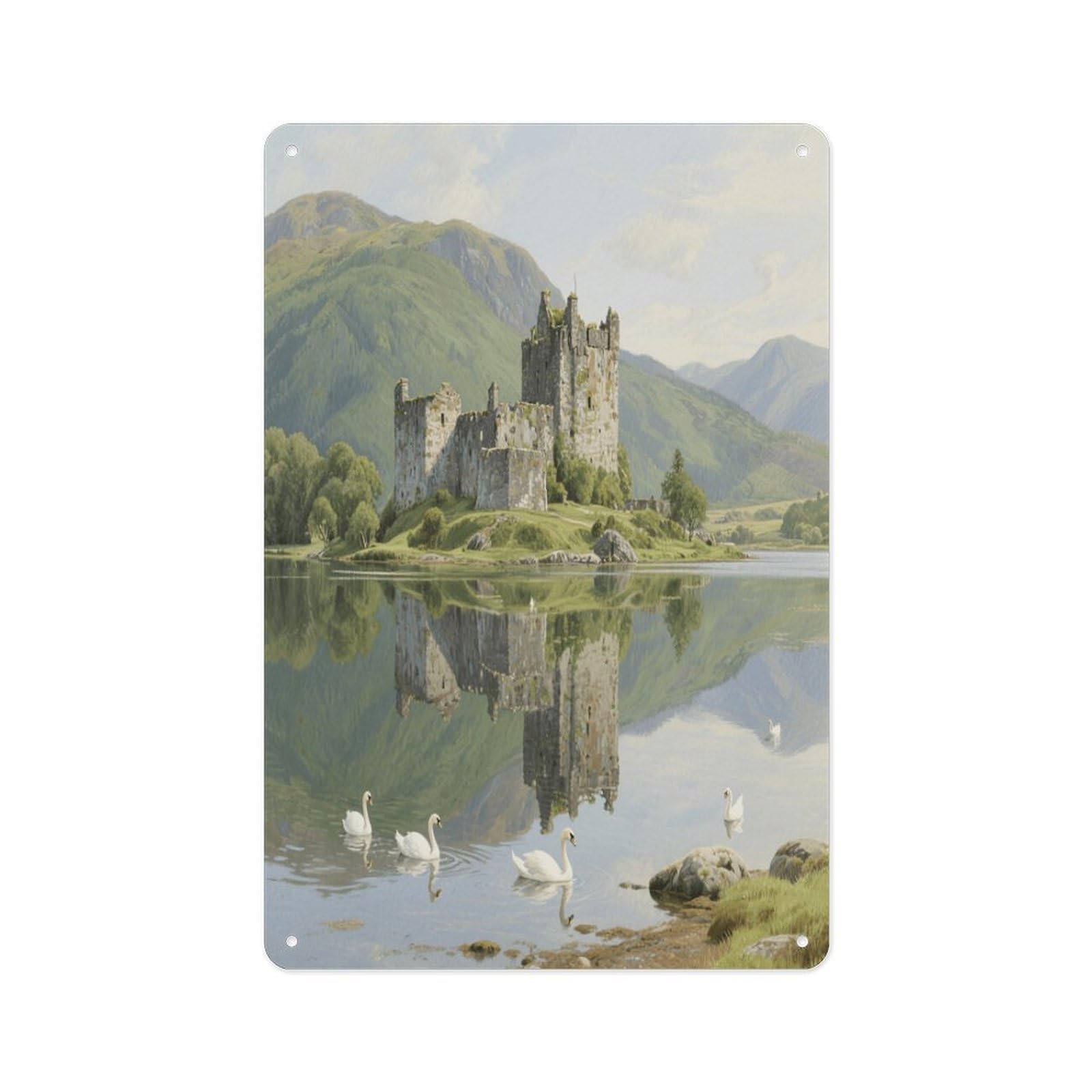 Fekiloot Style Highland Lakes And Castles Wall Decor Metal Signs Tin Signs Poster