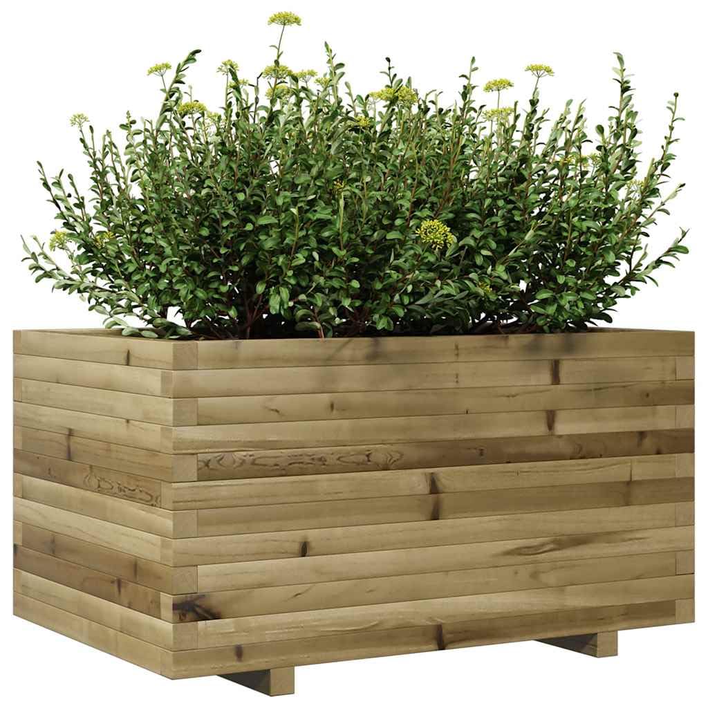 Macetero de madera de pino tratado a presión, 90 x 60 x 49,5 cm, bancal resistente con drenaje para jardín, balcón, terraza, interior y exterior, gran jardinera con almacenamiento de agua y