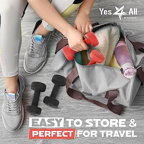 Image of Yes4All Neoprene Coated Dumbbell Hand Weight Sets of 2 - Multiple Weight Options with 15 Colors, Anti-roll, Anti-Slip, Hexagon Shape