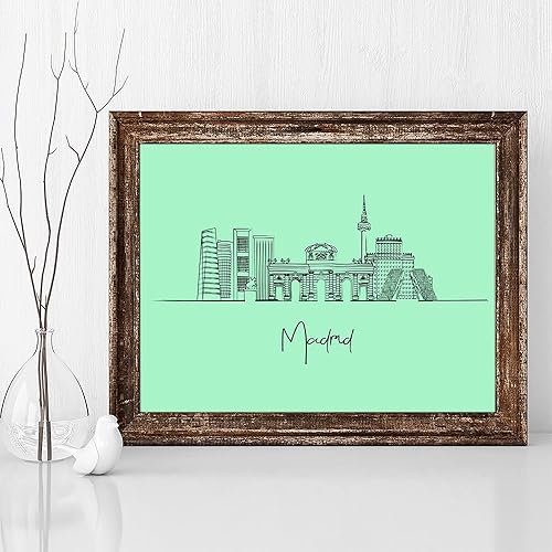 Vista 53 de TJ Originals - Barcelona, Madrid y España vistas de la ciudad, arte de pared ilustrado a mano, decoración de pared de sala de estar - Pósteres