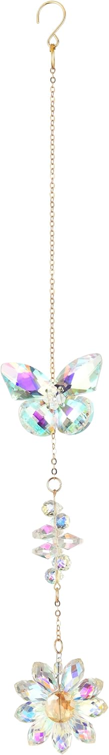 Crystal Butterfly Suncatcher, Flower Suncatcher, Hanging Sunlight Catcher, Crystal Prisms, Home Decoration, Birthday Gift (Transparent)