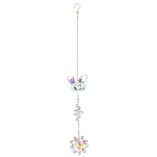 Crystal Butterfly Suncatcher, Flower Suncatcher, Hanging Sunlight Catcher, Crystal Prisms, Home Decoration, Birthday Gift (Transparent) - Transparent