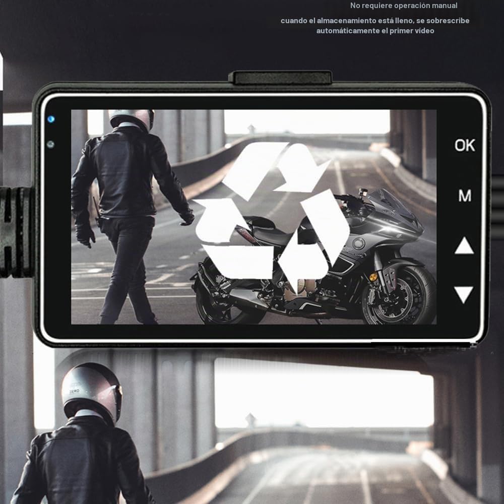 MASO Cámara de salpicadero para motocicleta, frontal y trasera, resistente al agua, doble vídeo HD 1080p con IP68