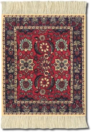 Lextra (4-Pc Pashmina Flowers Coasterrug Set: Metropolitan Museum of Art), Coasterrug, Black/Red/Tan/Rust/Light Blue, 5.5 x 3.5 Inches, Set of Four (MPF-C)