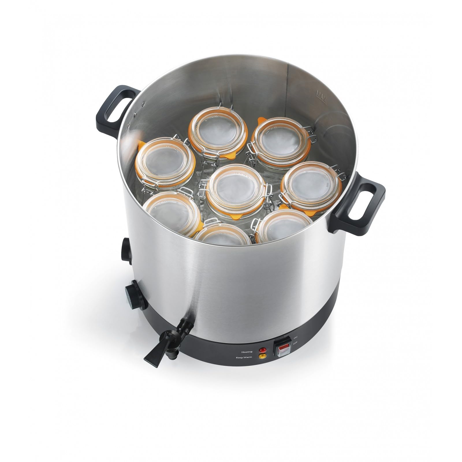 Stérilisateur De Bocaux Électrique Cuve Inox Avec Robinet Et Minuteur 31l 2100w - STERI PRO INOX XL