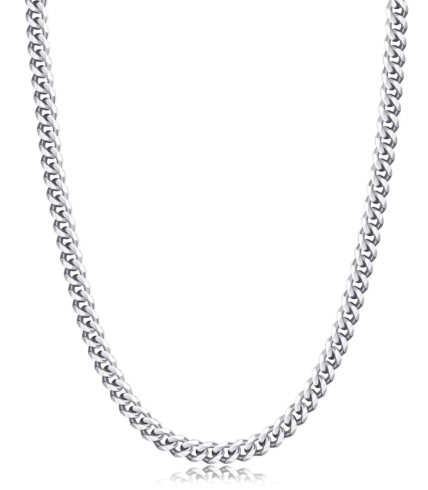EvegftsGold Chain | Silver Chain Men, 3.5/5/6/9/12MM Mens Chain Necklace Miami Cuban Chains for Men Women Jewelry Gift for Women Men Boy Girls Super Sturdy Shiny Mens Necklaces 18/20/22/24/26 Inch